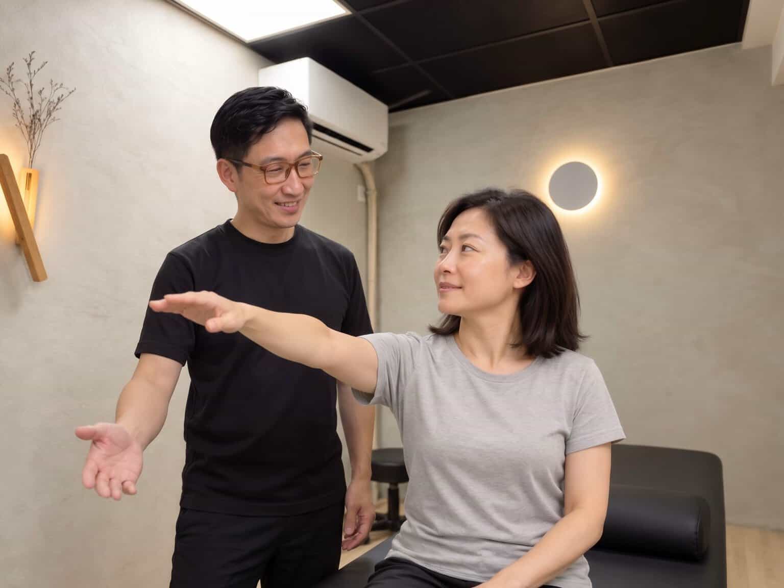 阿源師引導抬手，觀察全身動作與感受